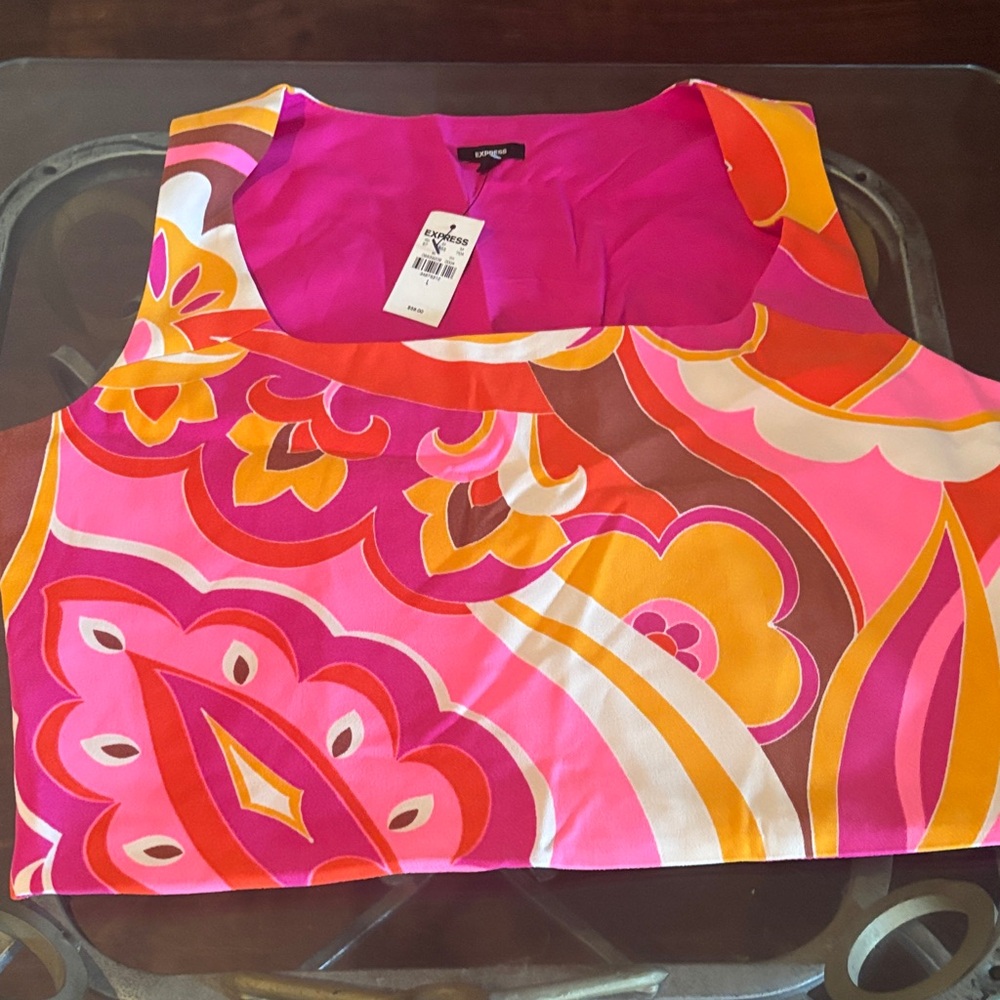 Express Vibrant Pink and Orange Tank Top